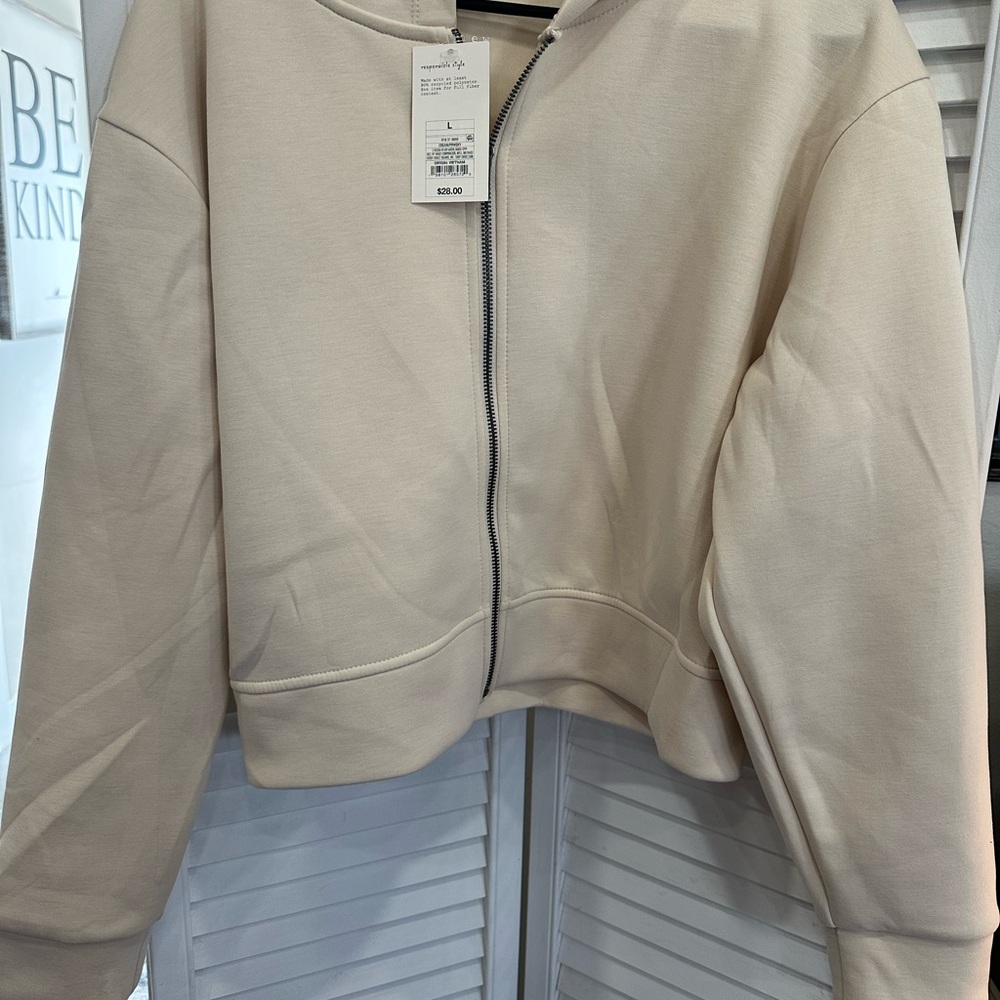A New Day Zip Up Cream Color Jacket Women’s Size Large